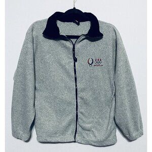 USA Beijing 2008 Olympics Embroidered Fleece Zip Up Jacket Gray Adult Medium